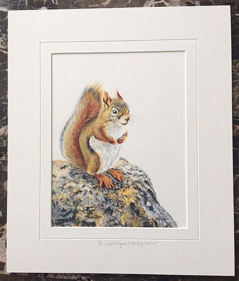 Red Squirrel Original Acrylic Painting Squirrel Tail Woodland