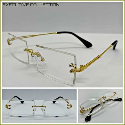 Mens Classy Sophisticated Contemporary Clear Lens Eye Glasses Rimless