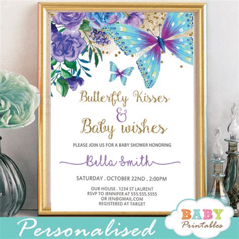 They will make a stunning first impression among your guests when the invitation is pulled out of the envelope. Purple and Turquoise Butterfly Baby Shower Invitations ...