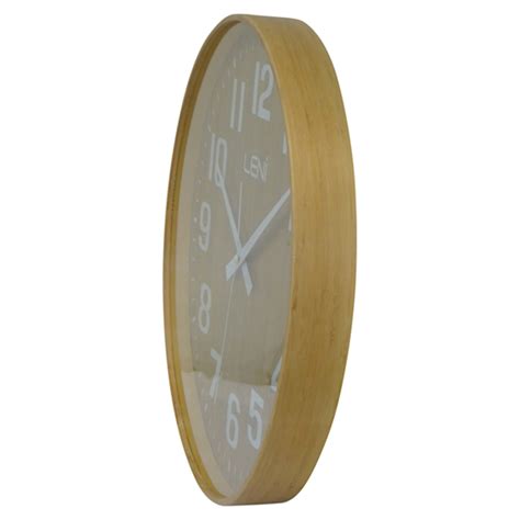 Leni Bamboo Wooden Wall Clock Large Side
