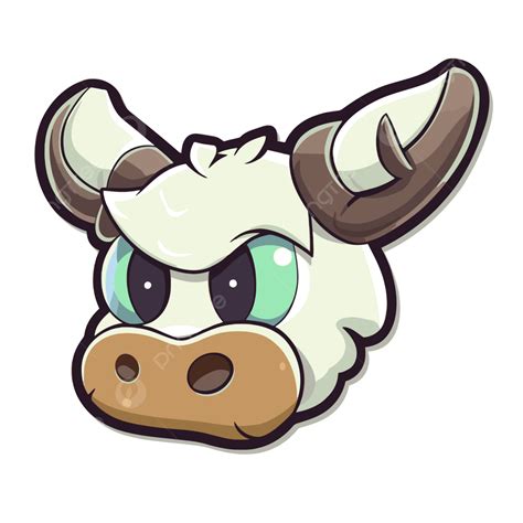 Cartoon Cow With Big Eyes And Green Eyes Vector Clipart Cow Ear Cow