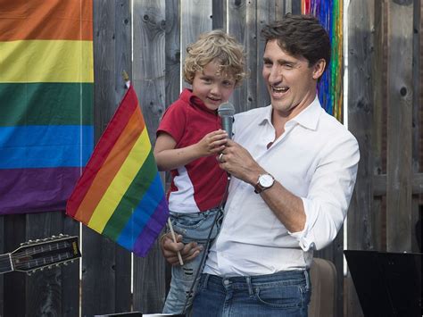 Justin Trudeau Attends Fredericton Pride Event With Youngest Son