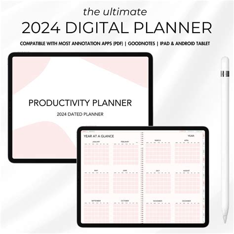 2024 Dated Digital Planner All In One Digital Planner Productivity