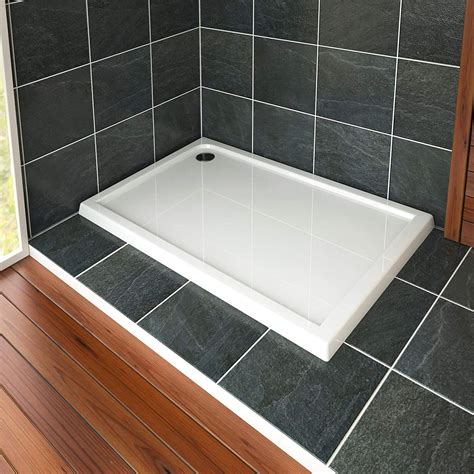 Nuie Bathroom 1200 X 900mm Shower Tray Gloss White Slimline 40mm Stone