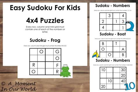 Free Printable Easy Sudoku For Kids Simple Living Creative Learning