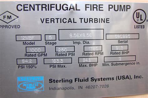Peerless Vertical Turbine Centrifugal Fire Pump 1000gpm 5 Stage 856x8