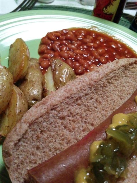 I am still thinking about the flavors, and can't wait to make it again. Nathans Hot Dog, roasted potatoes and baked beans ...