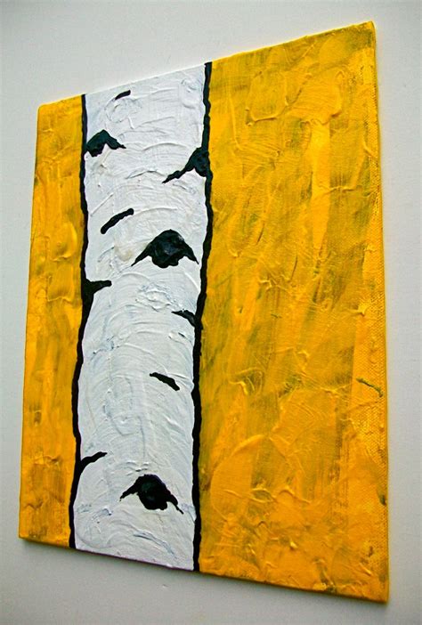 Yellow Birch Tree Original Acrylic Painting 8 X Etsy