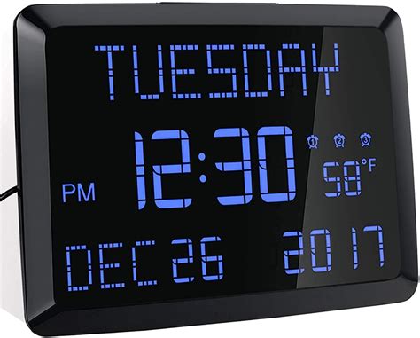 Digital Wall Clock 115 Extra Large Display Calendar Alarm Day Clock With Date And Day Of Week