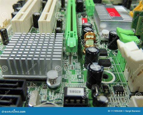 Computer Electronic Board With Radio Components Detailed Stock Image