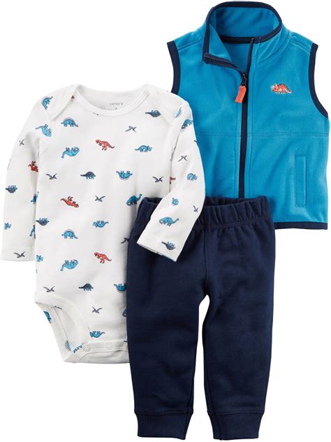 Carters Baby Boys 3 Piece Dino Print Little Vest Set 24 Months