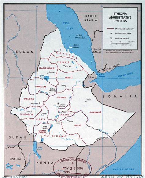 Large Detailed Administrative Divisions Map Of Ethiopia 1977