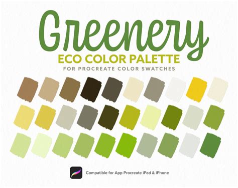 Greenery Color Palette Nature Green Color Eco Color Procreate