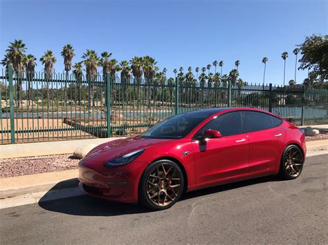 Show Me Your Red M3s With Aftermarket Wheels Tesla Motors Club