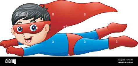 Cartoon Superhero Boy Flying Stock Vector Image And Art Alamy