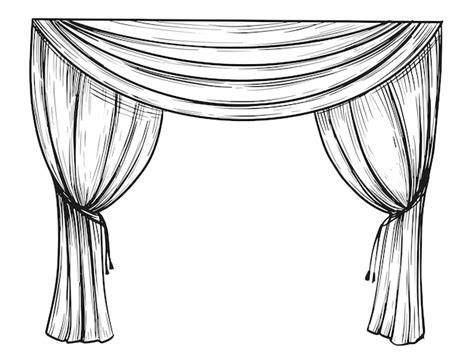 Premium Vector Curtain Illustration Hand Drawn Sketch