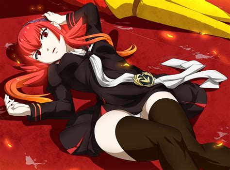 Wallpaper Illustration Redhead Black Dress Anime Girls Cartoon Red Eyes Panties Comics