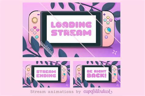 Stream Starting Ending Brb Scenes Cute Animated Pink Switch