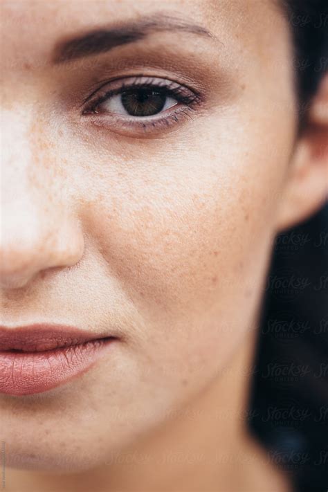 Close Up Portrait Of Young Woman With Freckles Stocksy United