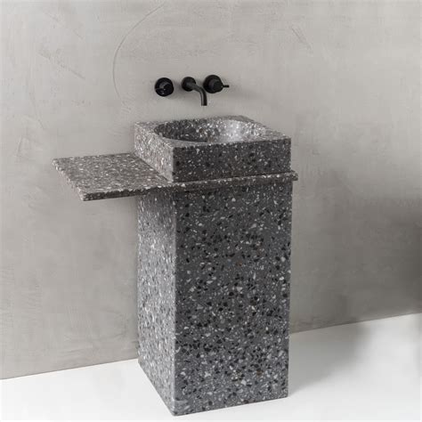 Square Terrazzo Pedestal Basin LOVE Concrete