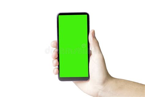 Hand Holding Smartphone With Green Screen Stock Photo Image Of