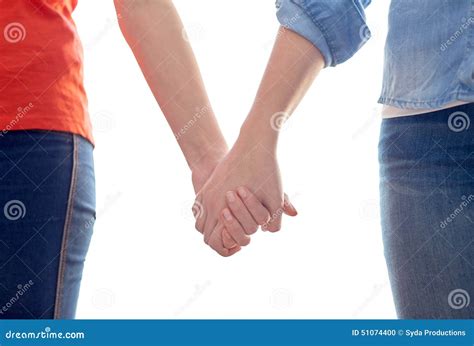 Close Up Of Lesbian Couple Holding Hands Stock Photo Image Of Girls
