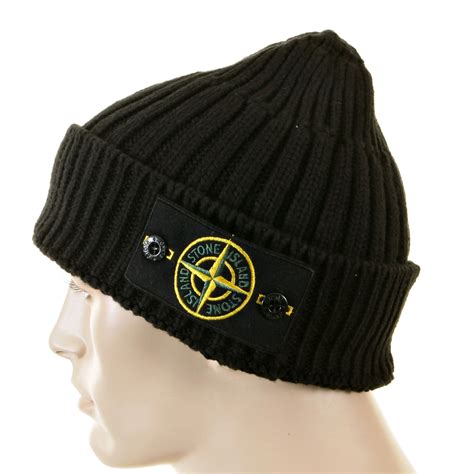 Stone Island Beanie Black Roll Beanie Hat 5515n01d5 Si2180 At Togged