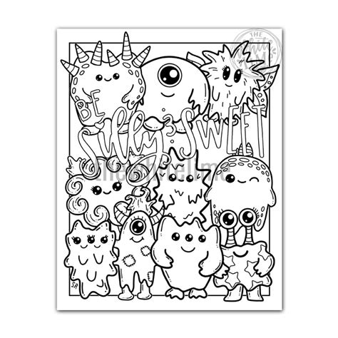 Cute Monster Coloring Page Kawaii Monsters Coloring Page For Kids And