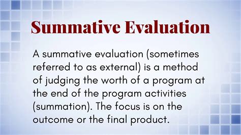 Formative And Summative Evaluation