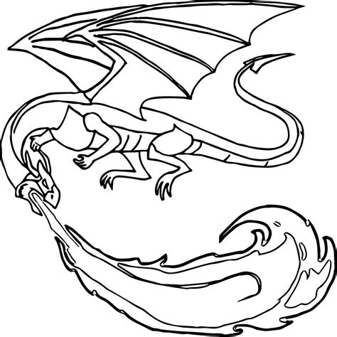 Top 25 dragon coloring pages for preschoolers: Simple Fire Breathing Dragon Coloring Pages - kidsworksheetfun