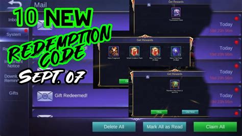 10 New Redeem Codes 1st Batch Mobile Legends Youtube