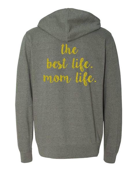 Mom Life Zip Up Hoodie In Gray Momlife Sweatshirt Sports Ts For New