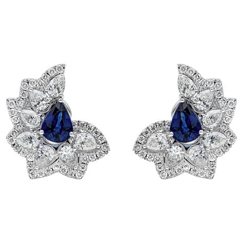Roman Malakov Carat Total Pear Shape Blue Sapphire And Diamond