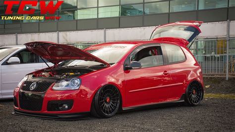 Red Vw Golf Mk5 Gti Bagged On Rotiform Rims Tuning Project By Stephen