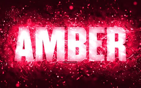 Download Wallpapers Happy Birthday Amber K Pink Neon Lights Amber