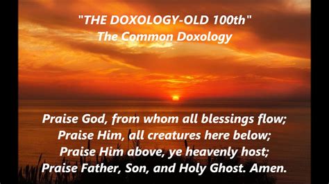 The Common Doxology Old 100th Hymn Word Lyric Text Praise God From Whom