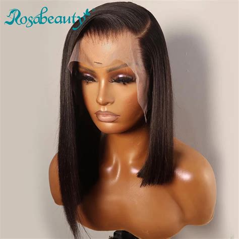 Rosabeauty Brazilian Straight Short Bob 13x6 Closure Wig 13x4 Lace