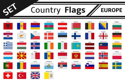You can find it in our list of countries and territories with their capital cities. set countries flags europe ~ Illustrations ~ Creative Market