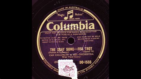 Cab Calloway And His Orch The Scat Song 1932 Youtube
