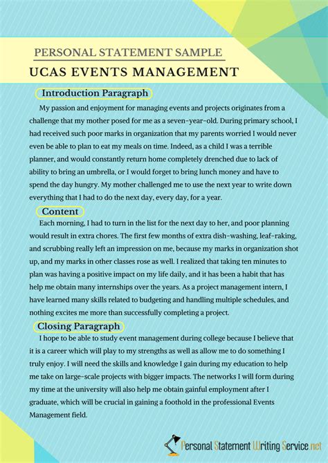UCAS Events Management Personal Statement Sample | Personal statement examples, Personal ...