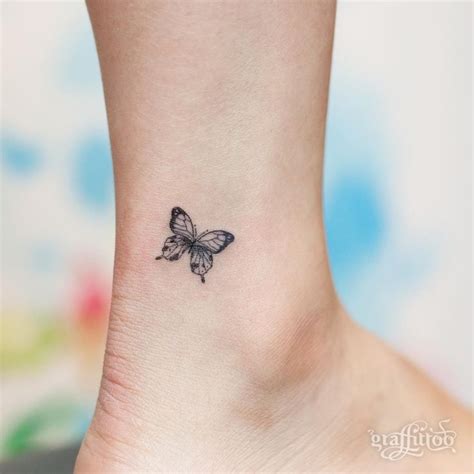 Tiny Butterfly Tattoo On Ankle