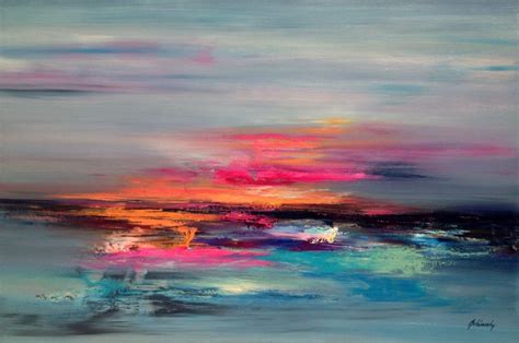 Glimpse Of Heaven 60 X 90 Cm Abstract Landscape Oil Painting In Pink