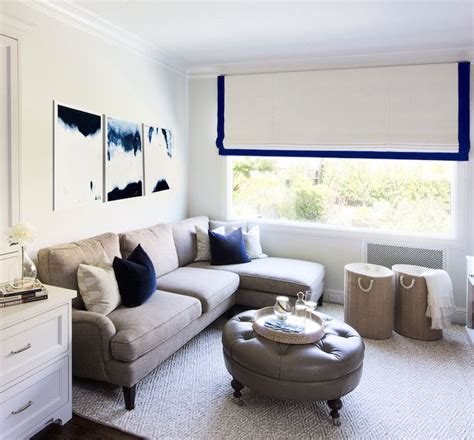 Gray And Blue Living Room Features White And Blue Abstract