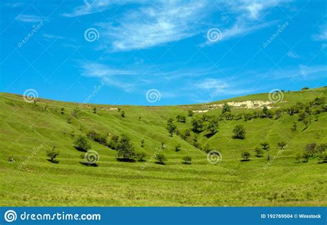 Landscape Of Hills Covered In Greenery Under The Sunlight And A Blue