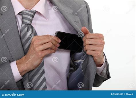 Putting Mobile Into His Pocket Stock Photo Image Of Profession
