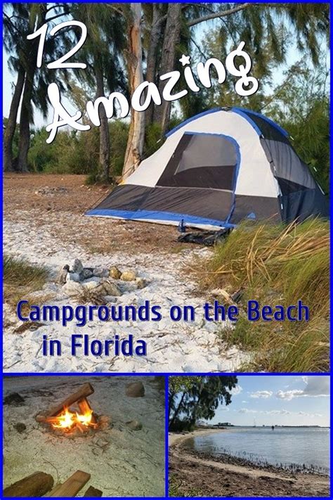 Featured Pinterest Image Shows A Tent On The Beach A Campfire And A