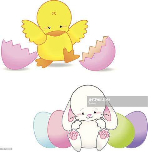 Easter Baby Chick And Bunny High Res Vector Graphic Getty Images