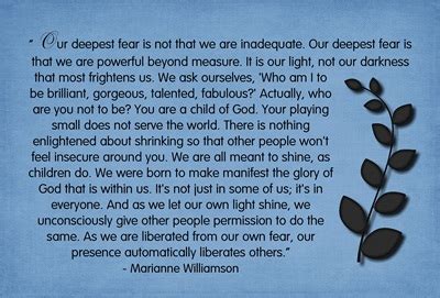 Marianne Williamson Poem Our Deepest Fear Marianne Williamson Our