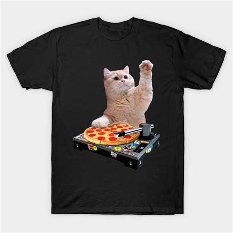 Funny Cat House Party Pizza House Cat Dj Cat Kitty T Shirt Halloween