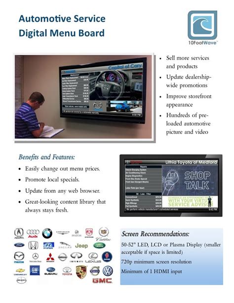 Auto Dealer Digital Menu Board